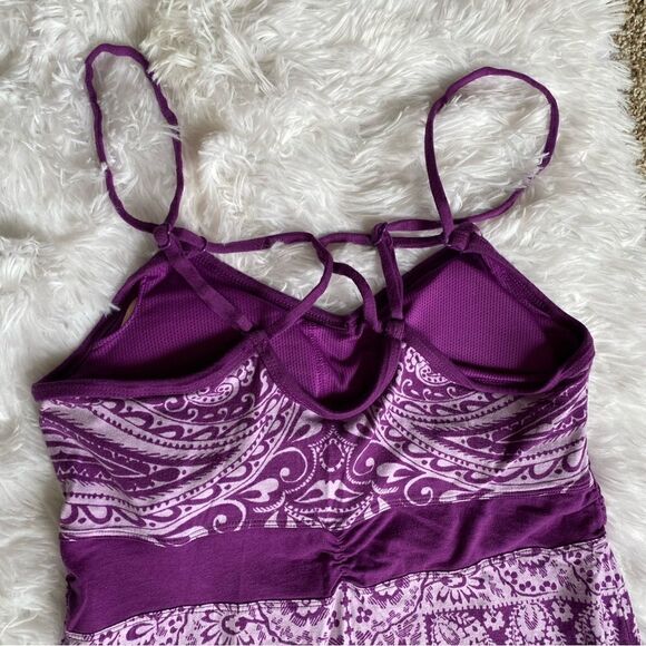 Athleta Majestic Paisley Tunic Tank Top Women’s Size Small Purple White Strappy - Picture 4 of 8